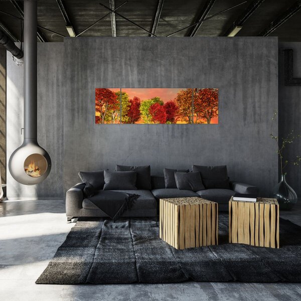 Obraz - Kolorowe drzewa (170x50 cm)