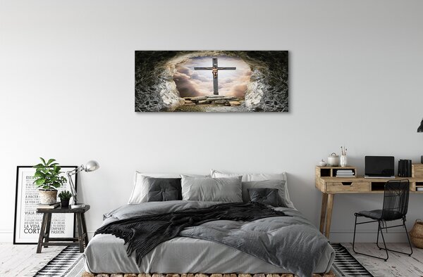 Obraz canvas na ścianę Jaskinia, Krzyż, Światło i Jezus