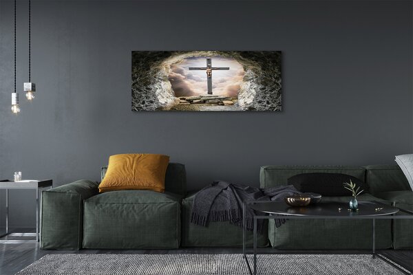 Obraz canvas na ścianę Jaskinia, Krzyż, Światło i Jezus