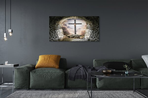 Obraz canvas na ścianę Jaskinia, Krzyż, Światło i Jezus
