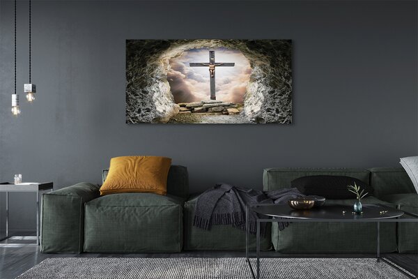 Obraz canvas na ścianę Jaskinia, Krzyż, Światło i Jezus