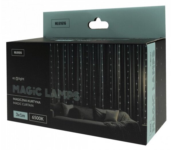 Kurtyna świetlna lampki świąteczne 200 LED 3x1m 6500K DC 5V MAGICZNE LAMPKI Ecolight