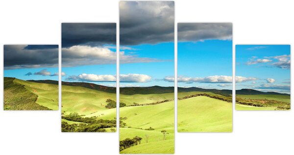 Obraz - Zielony krajobraz ze wzgórzami (125x70 cm)