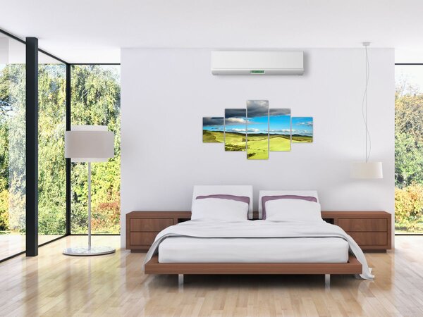Obraz - Zielony krajobraz ze wzgórzami (125x70 cm)