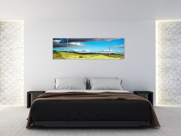 Obraz - Zielony krajobraz ze wzgórzami (170x50 cm)