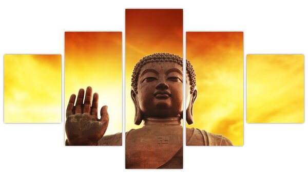 Obraz - Budda z czerwonym i żółtym tłem (125x70 cm)