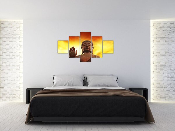Obraz - Budda z czerwonym i żółtym tłem (125x70 cm)