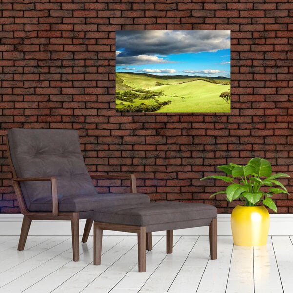 Obraz - Zielony krajobraz ze wzgórzami (70x50 cm)