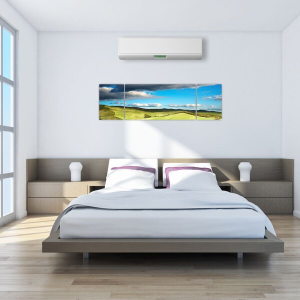 Obraz - Zielony krajobraz ze wzgórzami (170x50 cm)