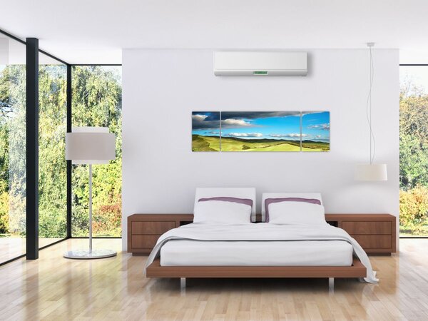 Obraz - Zielony krajobraz ze wzgórzami (170x50 cm)