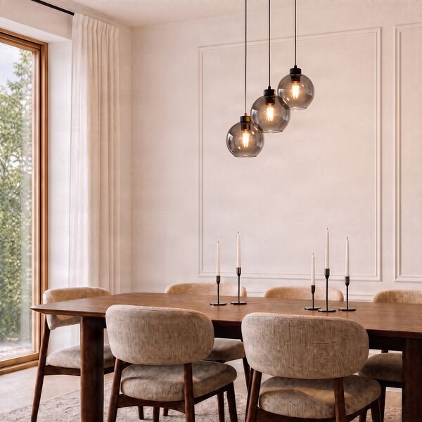 Lampa Wisząca TK Lighting, Cubus, ściemnialny, szary, salon, szkło, nowoczesny