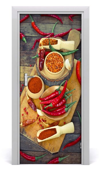 Naklejka na drzwi samoprzylepna Papryczki chilli