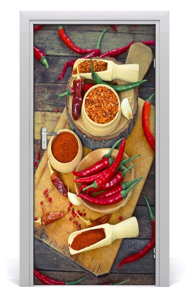 Naklejka na drzwi samoprzylepna Papryczki chilli