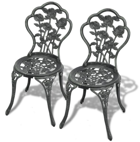 Krzesła bistro, 2 szt., odlewane aluminium, zielone