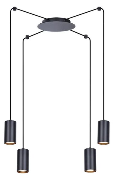 Czarna industrialna lampa wisząca pająk M2-L64