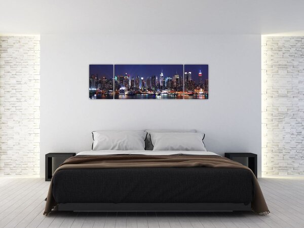 Obraz - Podświetlone nowojorskie drapacze chmur (170x50 cm)