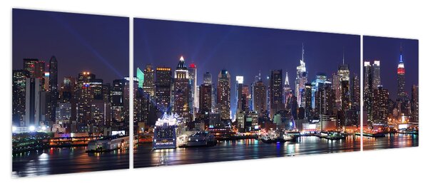 Obraz - Podświetlone nowojorskie drapacze chmur (170x50 cm)
