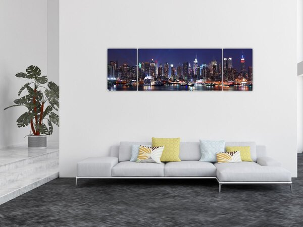 Obraz - Podświetlone nowojorskie drapacze chmur (170x50 cm)