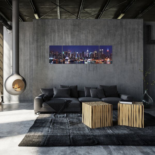 Obraz - Podświetlone nowojorskie drapacze chmur (170x50 cm)