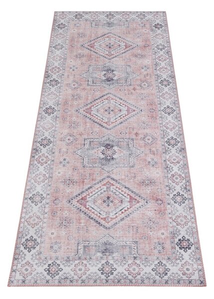Jasnoróżowy chodnik Nouristan Gratia, 80x200 cm