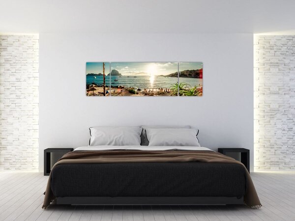 Obraz - Plaża z ludźmi (170x50 cm)