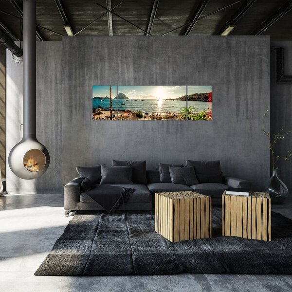 Obraz - Plaża z ludźmi (170x50 cm)