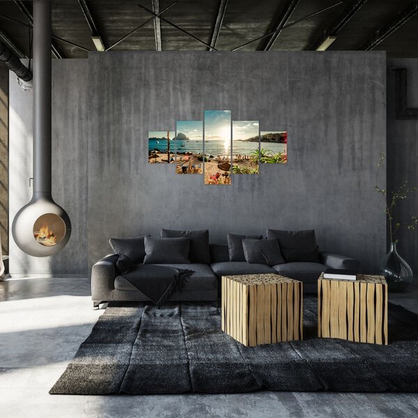 Obraz - Plaża z ludźmi (125x70 cm)