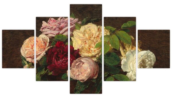Obraz - Henri Fantin-Latour, Roses de Nice on a Table, reprodukcje (125x70 cm)
