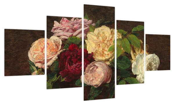 Obraz - Henri Fantin-Latour, Roses de Nice on a Table, reprodukcje (125x70 cm)