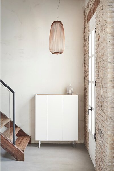 Biała wysoka komoda w dekorze dębu 95x120 cm Arista – Teulat