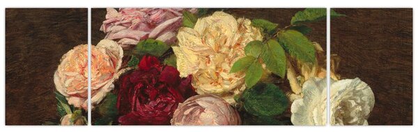 Obraz - Henri Fantin-Latour, Roses de Nice on a Table, reprodukcje (170x50 cm)