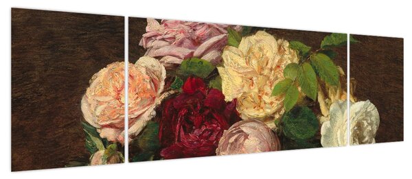 Obraz - Henri Fantin-Latour, Roses de Nice on a Table, reprodukcje (170x50 cm)