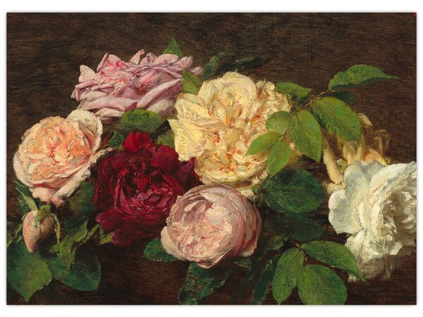 Obraz - Henri Fantin-Latour, Roses de Nice on a Table, reprodukcje (70x50 cm)