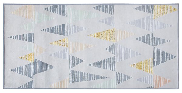 Krótkowłosy dywan wzór geometryczny 80 x 150 cm dziecięcy szaro-żółty Yayla Beliani