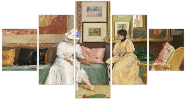 Obraz - William Merritt Chase, A Friendly Call, reprodukcje (125x70 cm)