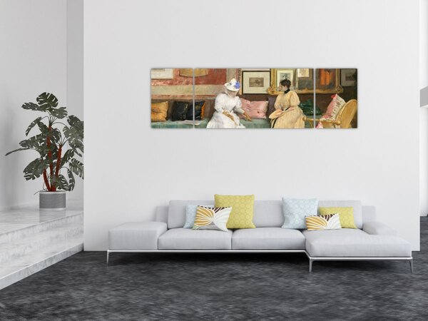 Obraz - William Merritt Chase, A Friendly Call, reprodukcje (170x50 cm)