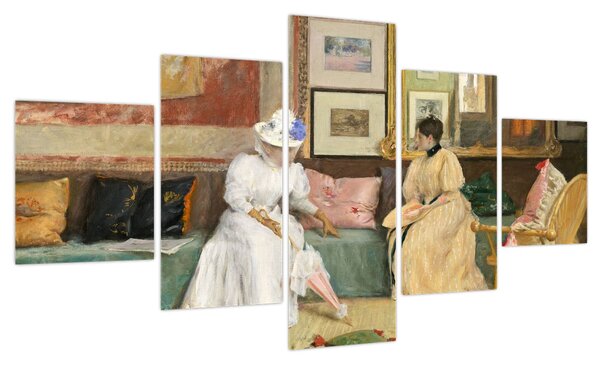 Obraz - William Merritt Chase, A Friendly Call, reprodukcje (125x70 cm)