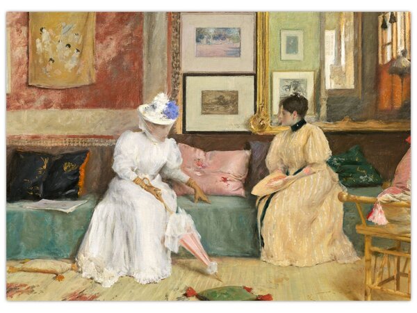 Obraz - William Merritt Chase, A Friendly Call, reprodukcje (70x50 cm)