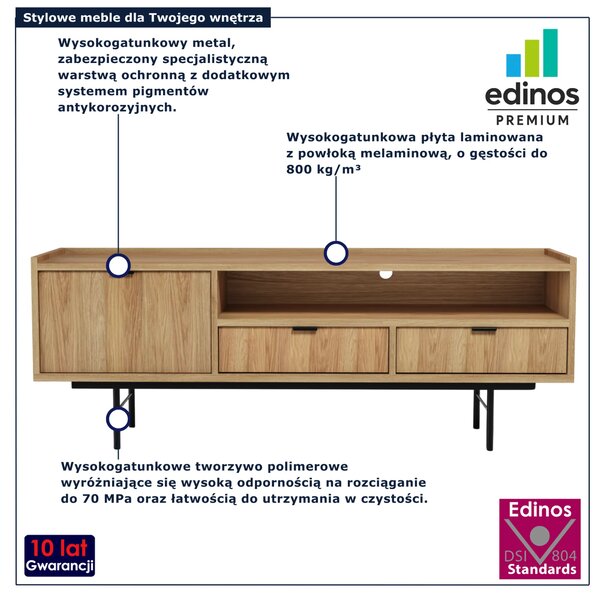 Szafka pod telewizor na nóżkach 150 cm hikora naturalna F2-P45