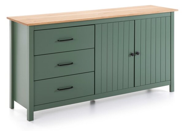 Zielono-naturalna niska komoda z litego drewna sosnowego 150x80 cm Miranda – Marckeric