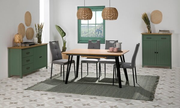 Zielono-naturalna niska komoda z litego drewna sosnowego 150x80 cm Miranda – Marckeric