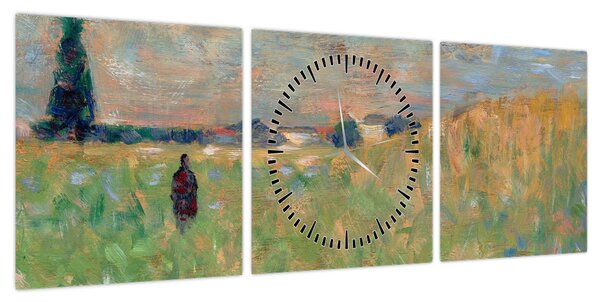 Obraz - Georges Seurat, A Summer Landscape, reprodukcje (z zegarem) (90x30 cm)