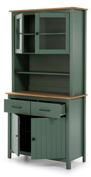 Zielona witryna z litego drewna sosnowego 90x180 cm Miranda – Marckeric