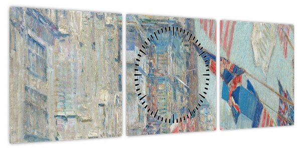 Obraz - Childe Hassam, Allies day, reprodukcje (z zegarem) (90x30 cm)