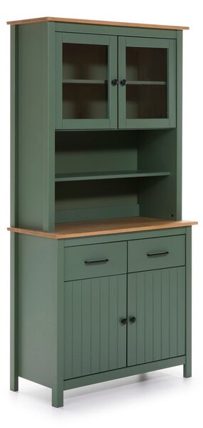 Zielona witryna z litego drewna sosnowego 90x180 cm Miranda – Marckeric