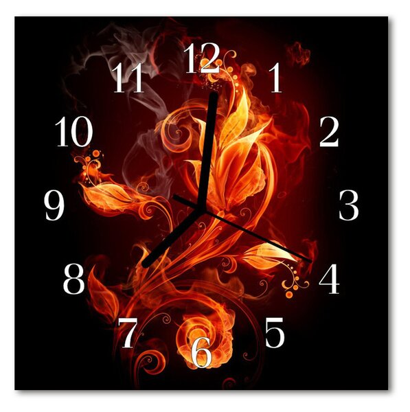 Zegar ścienny kwadrat Kwiat ogień