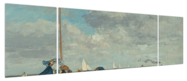 Obraz - Eugène Boudin, Beach at Trouville, reprodukcje (170x50 cm)