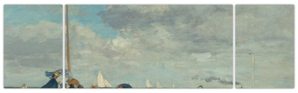 Obraz - Eugène Boudin, Beach at Trouville, reprodukcje (170x50 cm)