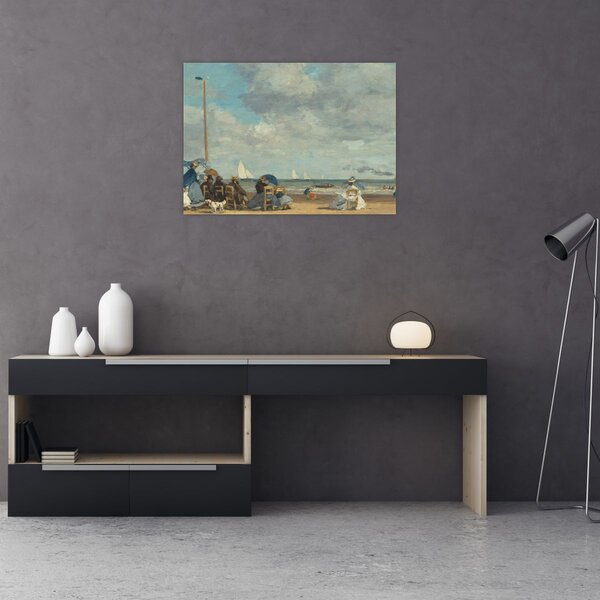 Obraz - Eugène Boudin, Beach at Trouville, reprodukcje (70x50 cm)