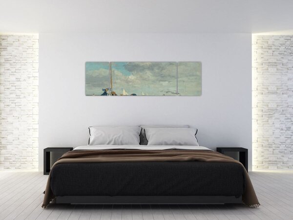 Obraz - Eugène Boudin, Beach at Trouville, reprodukcje (170x50 cm)